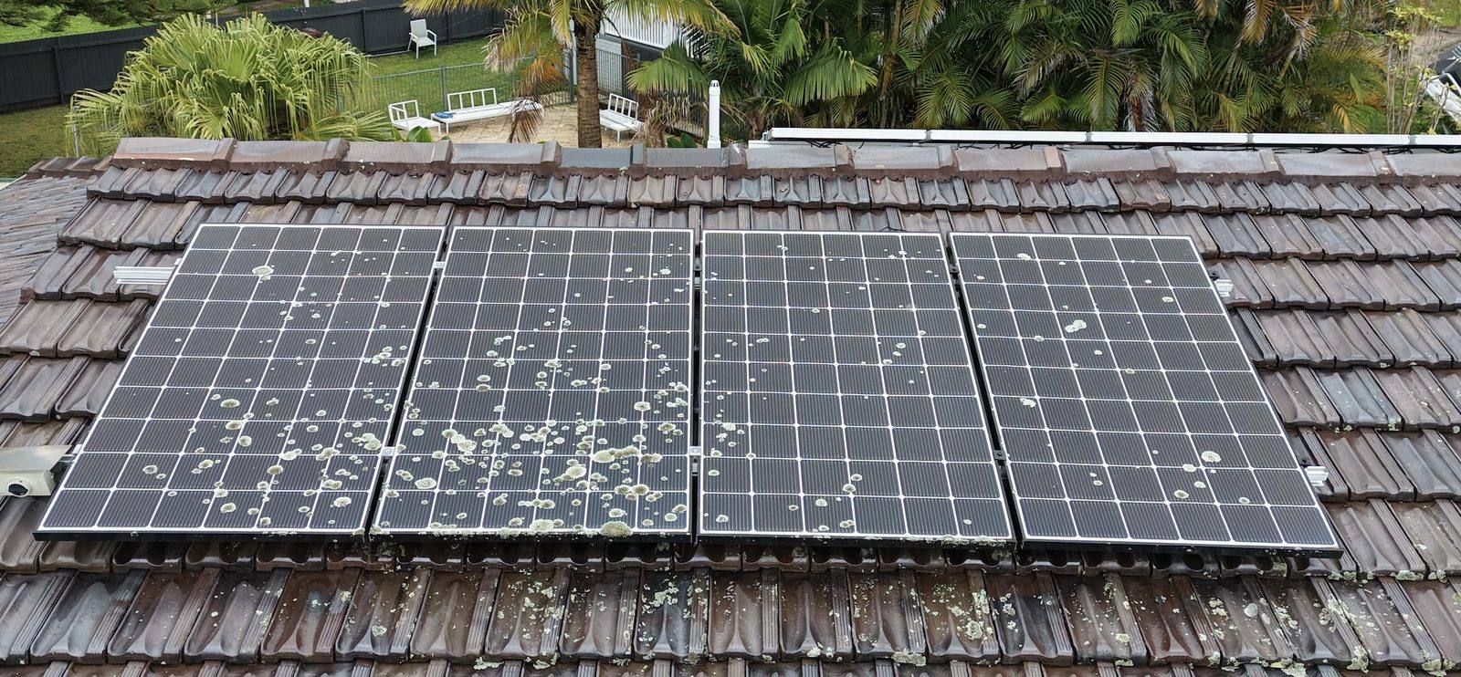 Rooftop solar panels being cleaned with pure water on a Northern Beaches home
